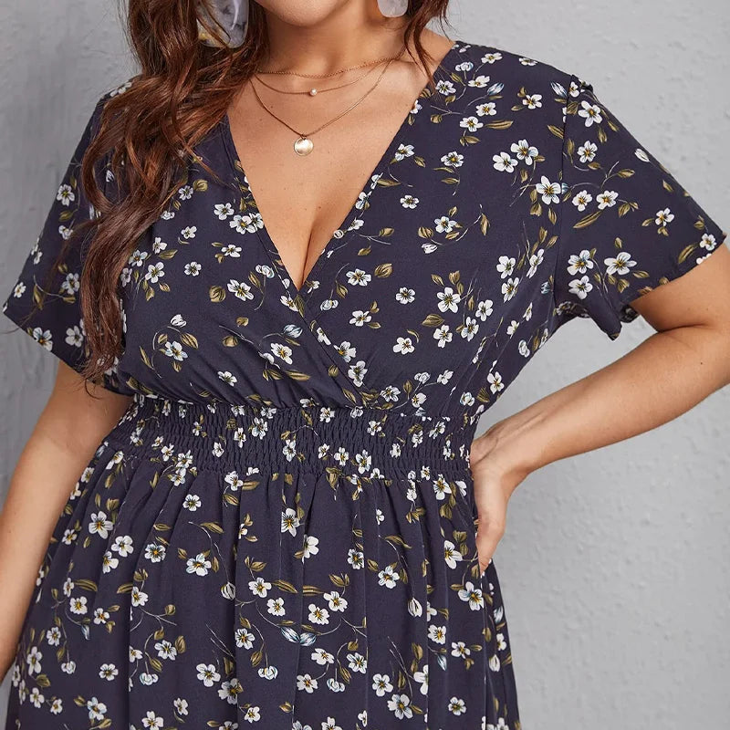 Women's Floral Summer Dress with V-Neck
