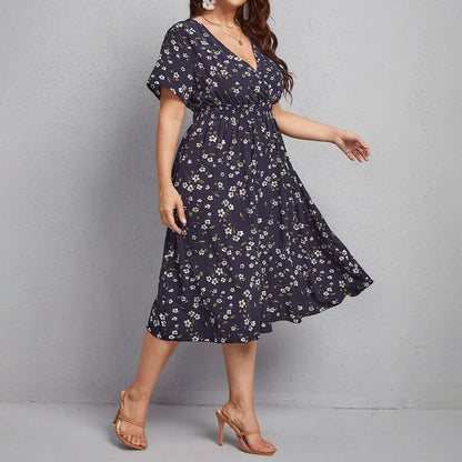 Women's Floral Summer Dress with V-Neck