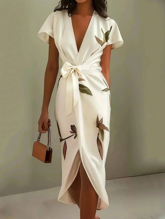 Women's Floral Wrap Dress with Flattering Silhouette