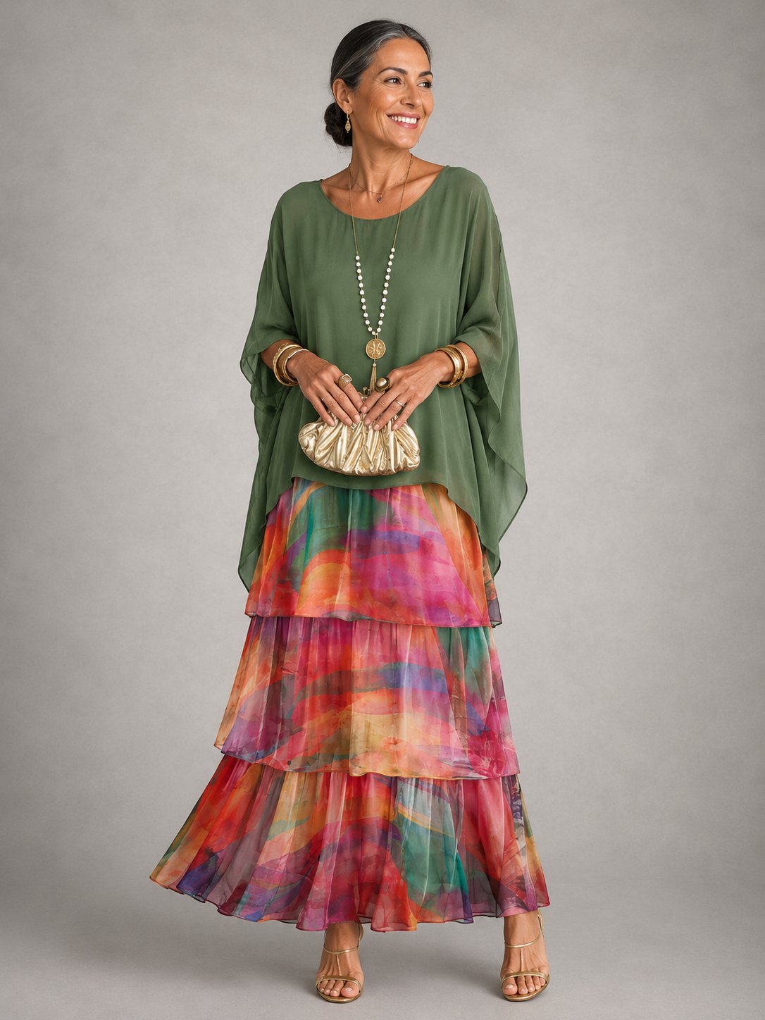 Women's Flowing Long Dress with Elegant Silhouette