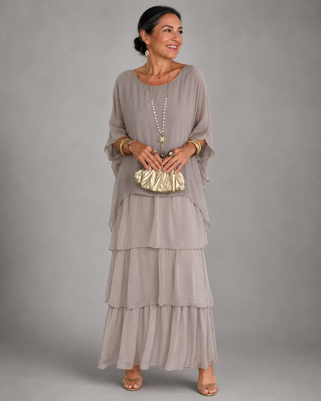Women's Flowing Long Dress with Elegant Silhouette