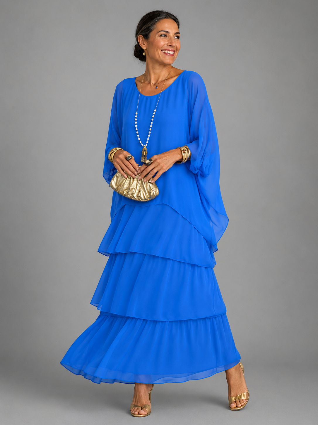 Women's Flowing Long Dress with Elegant Silhouette