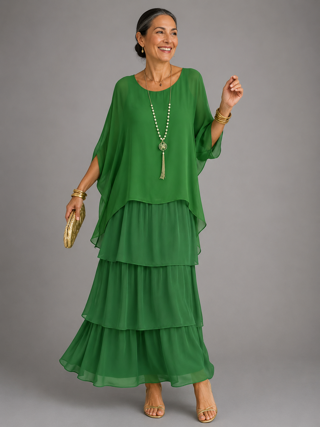 Women's Flowing Long Dress with Elegant Silhouette