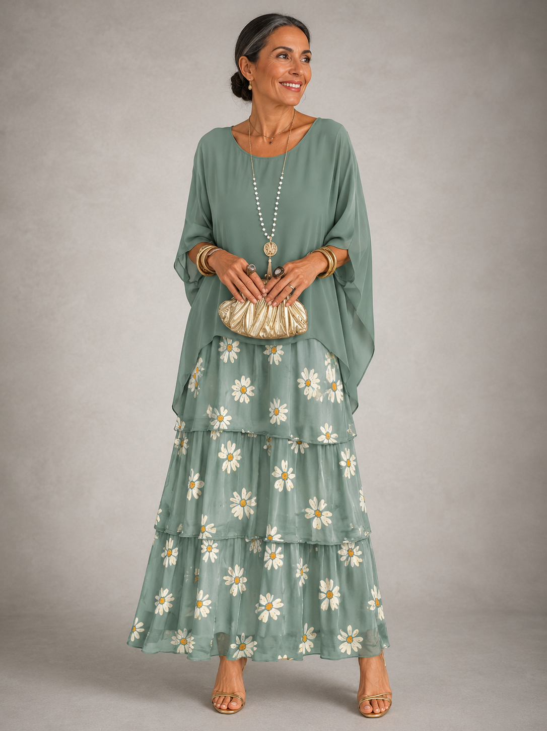 Women's Flowing Long Dress with Elegant Silhouette