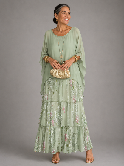 Women's Flowing Long Dress with Elegant Silhouette