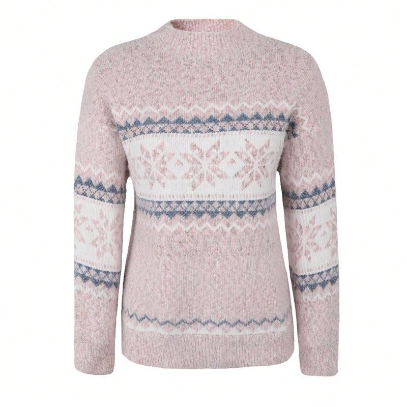 Women's Geometric Print Sweater with Drop Shoulder