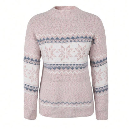 Women's Geometric Print Sweater with Drop Shoulder