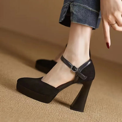 Women's Heeled Sandals with Block Heel and Cushioned Footbed