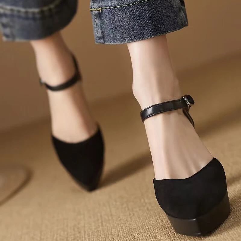 Women's Heeled Sandals with Block Heel and Cushioned Footbed