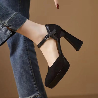 Women's Heeled Sandals with Block Heel and Cushioned Footbed