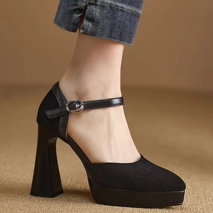 Women's Heeled Sandals with Block Heel and Cushioned Footbed