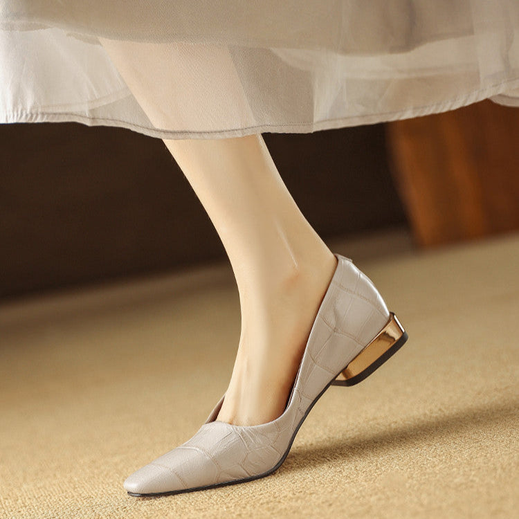 Women's Heeled Sandals with Croc-Embossed Texture and Low Block Heel