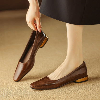 Women's Heeled Sandals with Croc-Embossed Texture and Low Block Heel
