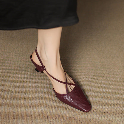 Women's Heeled Sandals with Cross-Straps and Tapered Heel