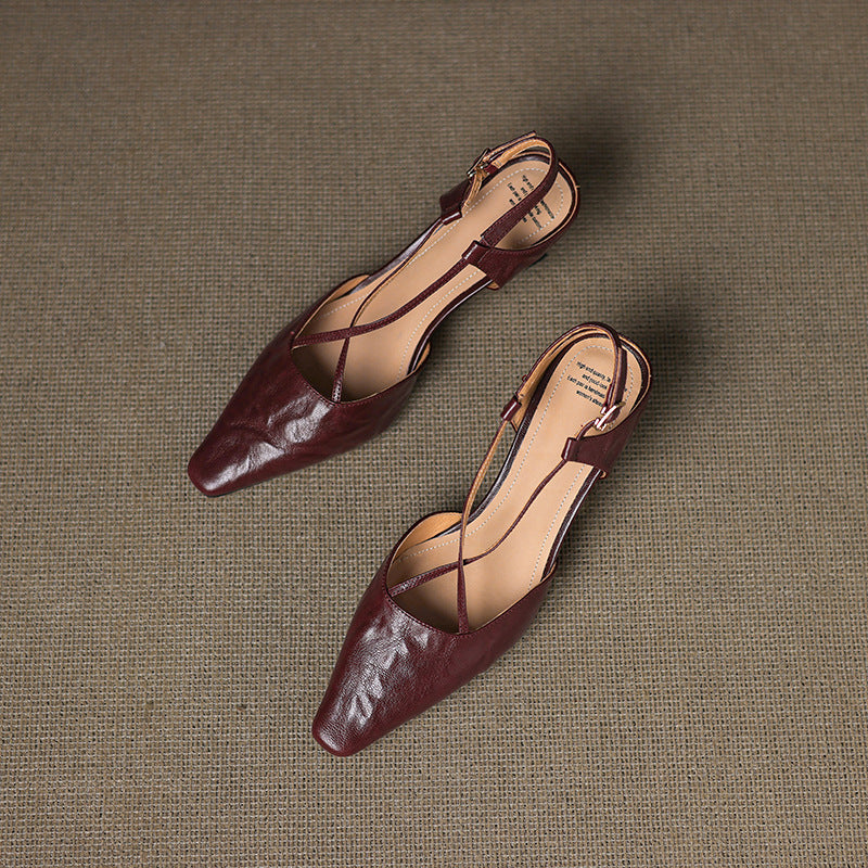 Women's Heeled Sandals with Cross-Straps and Tapered Heel