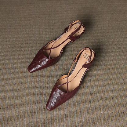 Women's Heeled Sandals with Cross-Straps and Tapered Heel