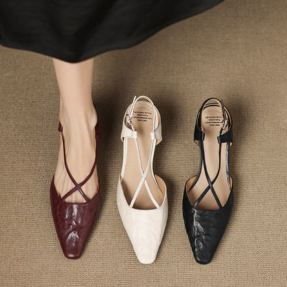 Women's Heeled Sandals with Cross-Straps and Tapered Heel