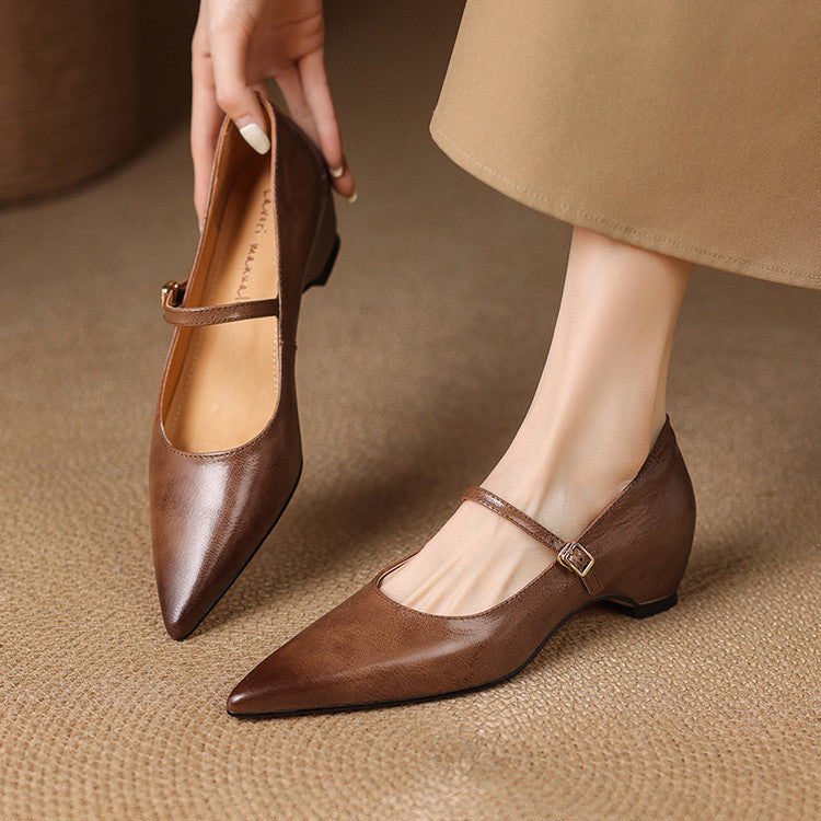 Women's Heeled Sandals with Delicate Buckle Strap