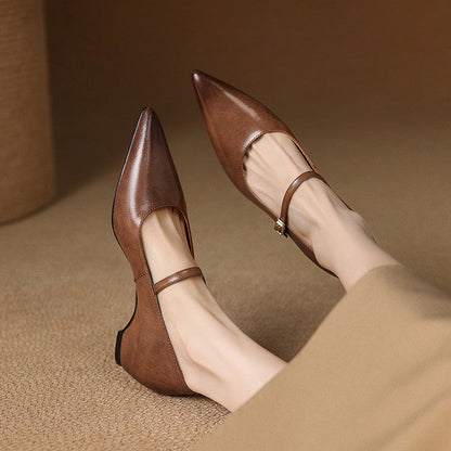 Women's Heeled Sandals with Delicate Buckle Strap
