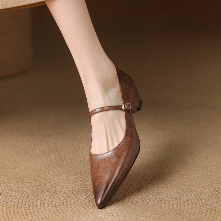 Women's Heeled Sandals with Delicate Buckle Strap