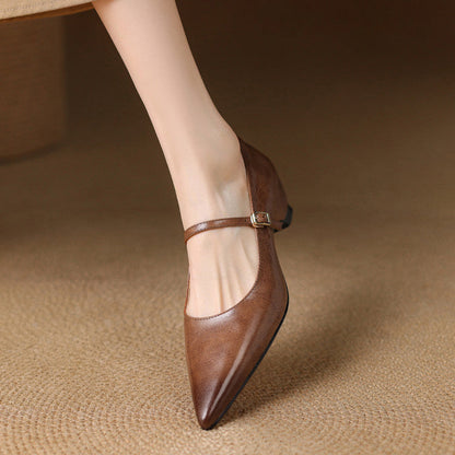 Women's Heeled Sandals with Delicate Buckle Strap