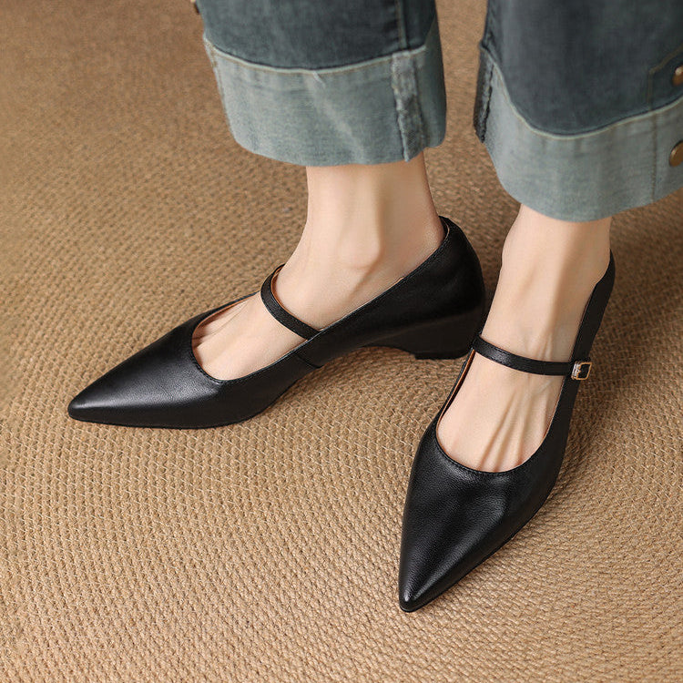 Women's Heeled Sandals with Delicate Buckle Strap