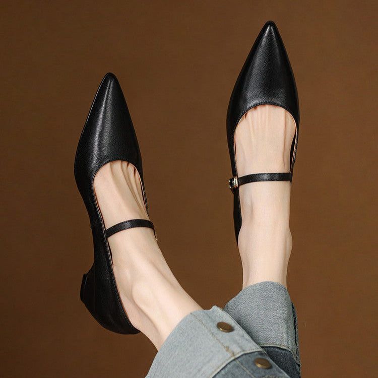 Women's Heeled Sandals with Delicate Buckle Strap