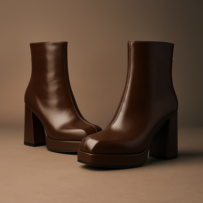 Women's High-Platform Ankle Boots with Block Heel