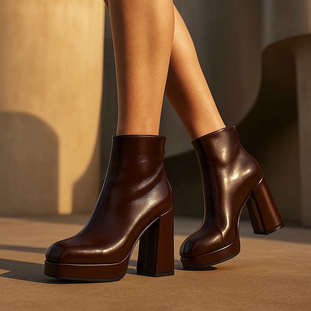 Women's High-Platform Ankle Boots with Block Heel