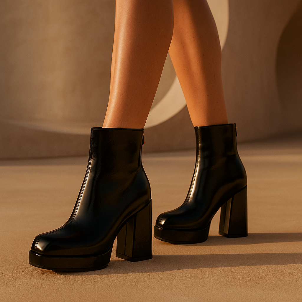 Women's High-Platform Ankle Boots with Block Heel