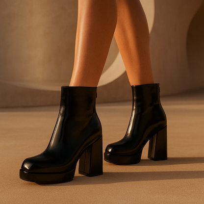 Women's High-Platform Ankle Boots with Block Heel