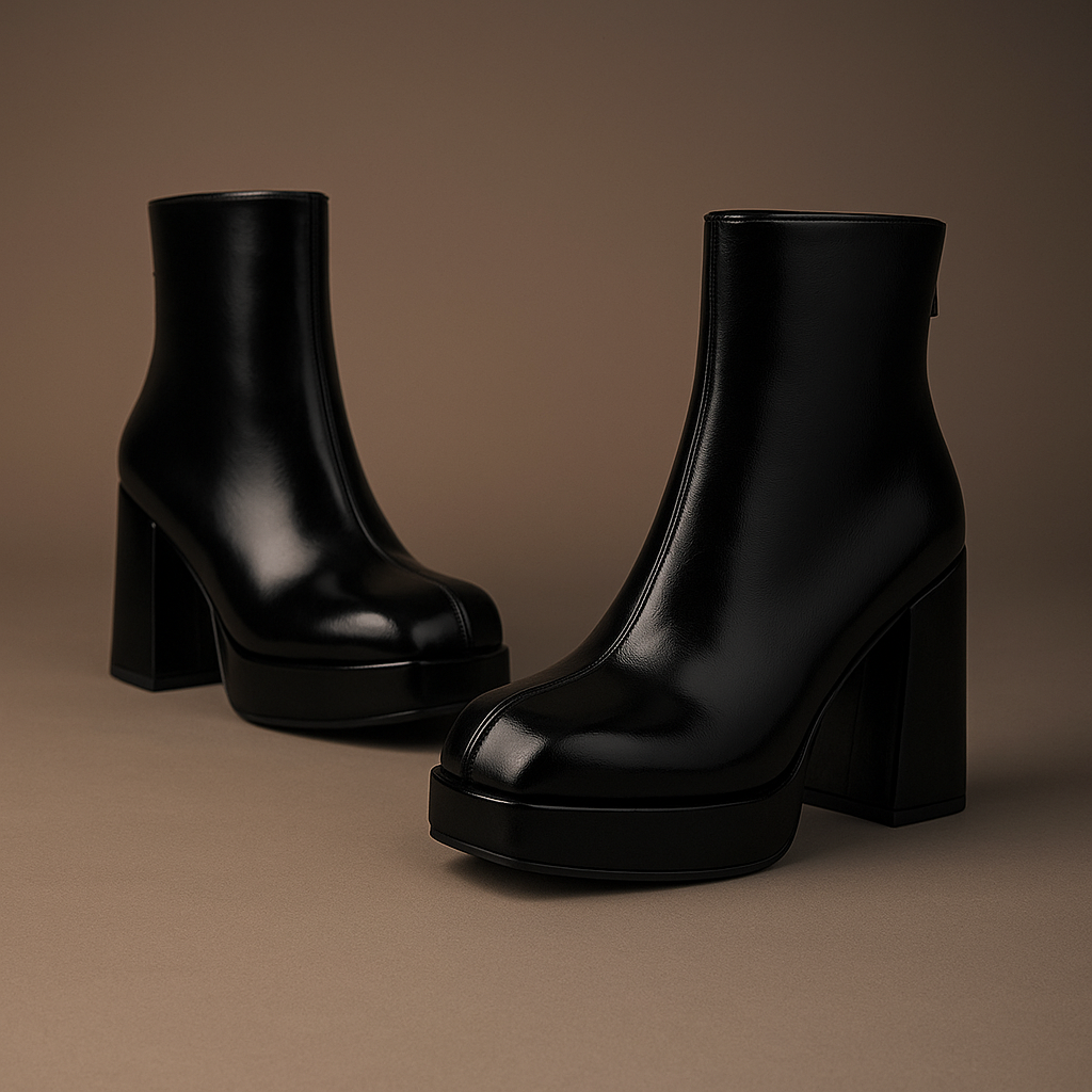 Women's High-Platform Ankle Boots with Block Heel