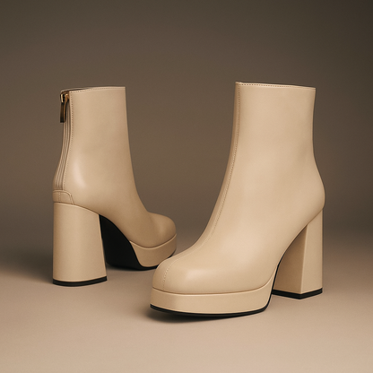 Women's High-Platform Ankle Boots with Block Heel