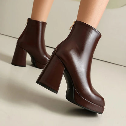 Women's High-Platform Ankle Boots with Block Heel
