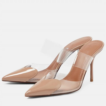 Women's High Heeled Sandals with Transparent Straps