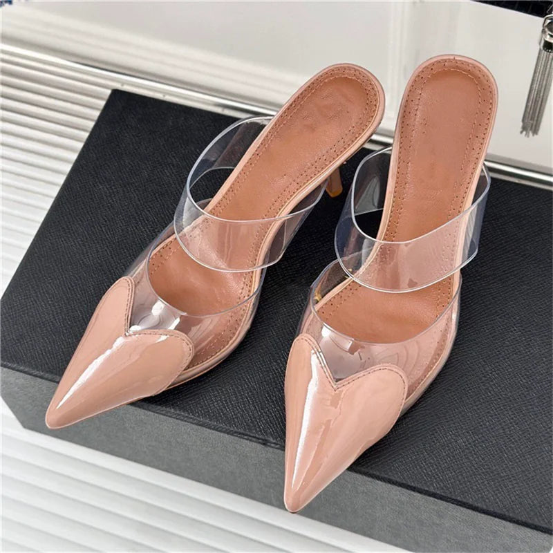 Women's High Heeled Sandals with Transparent Straps