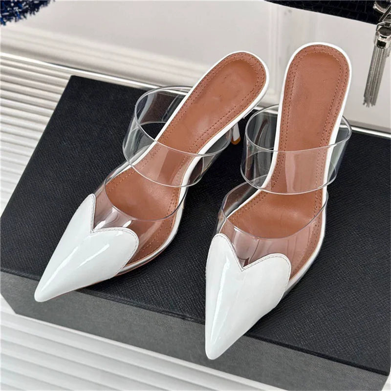 Women's High Heeled Sandals with Transparent Straps