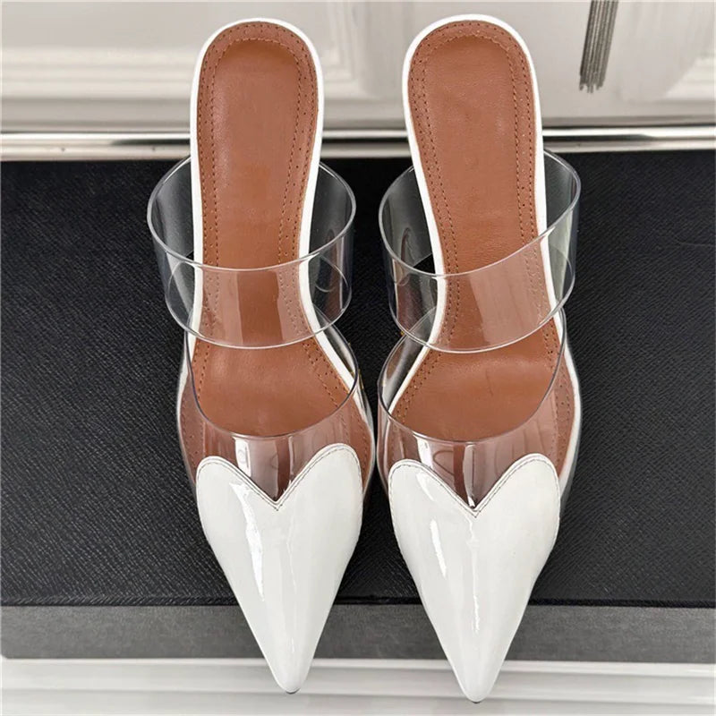 Women's High Heeled Sandals with Transparent Straps