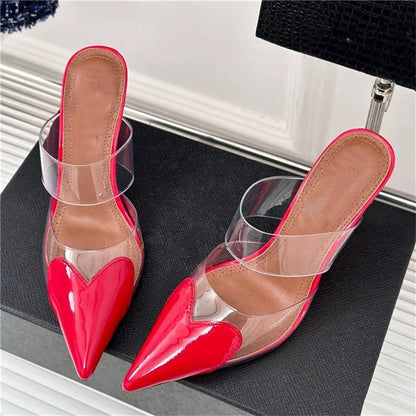 Women's High Heeled Sandals with Transparent Straps