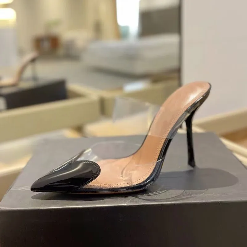Women's High Heeled Sandals with Transparent Straps