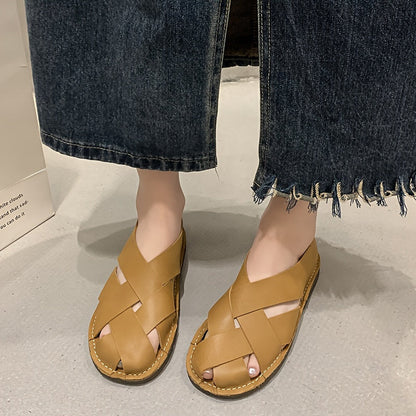 Women's Hollow-Out Sandals with Artisan Woven Design