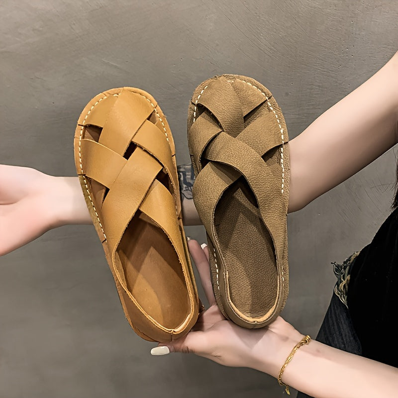 Women's Hollow-Out Sandals with Artisan Woven Design