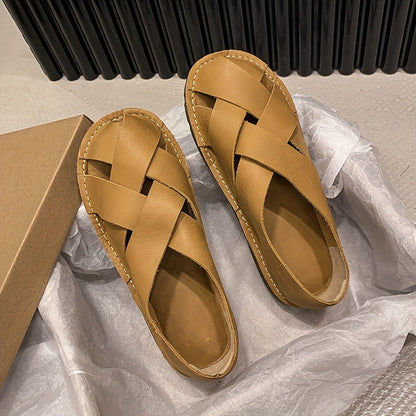 Women's Hollow-Out Sandals with Artisan Woven Design