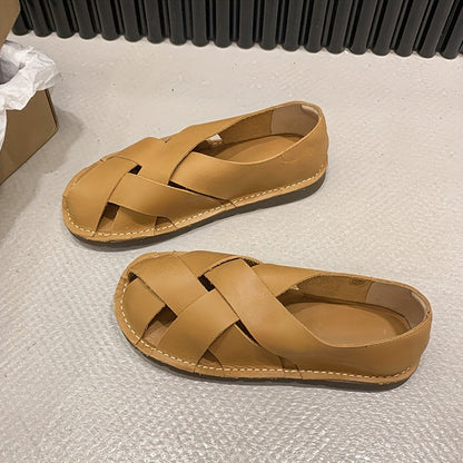 Women's Hollow-Out Sandals with Artisan Woven Design