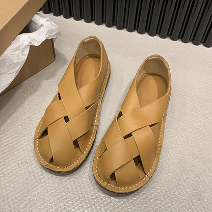 Women's Hollow-Out Sandals with Artisan Woven Design
