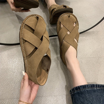 Women's Hollow-Out Sandals with Artisan Woven Design