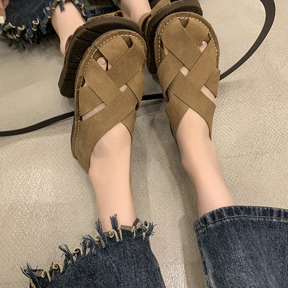 Women's Hollow-Out Sandals with Artisan Woven Design