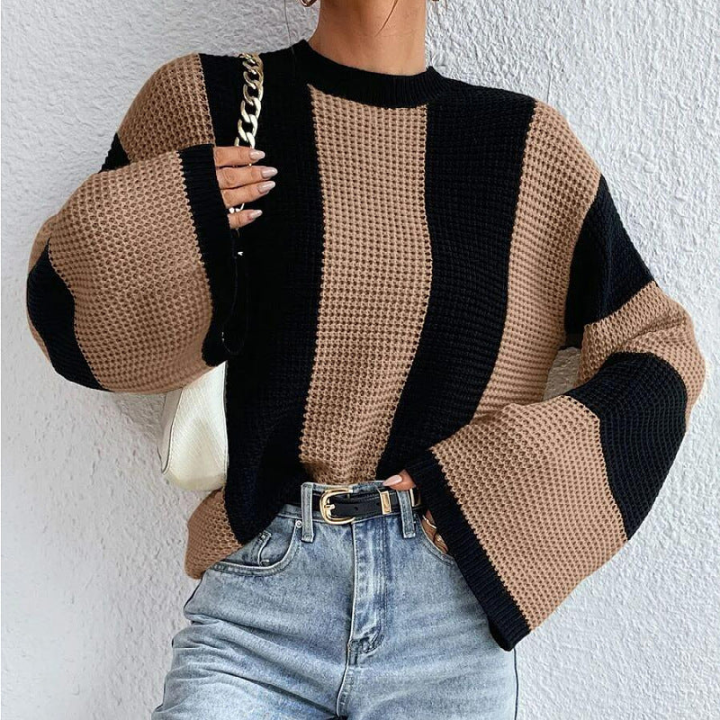 Women's Knit Pullover Sweater with Wide Sleeves