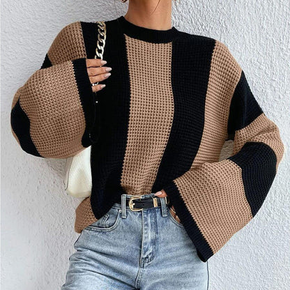 Women's Knit Pullover Sweater with Wide Sleeves