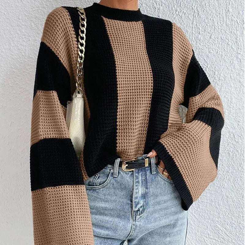 Women's Knit Pullover Sweater with Wide Sleeves